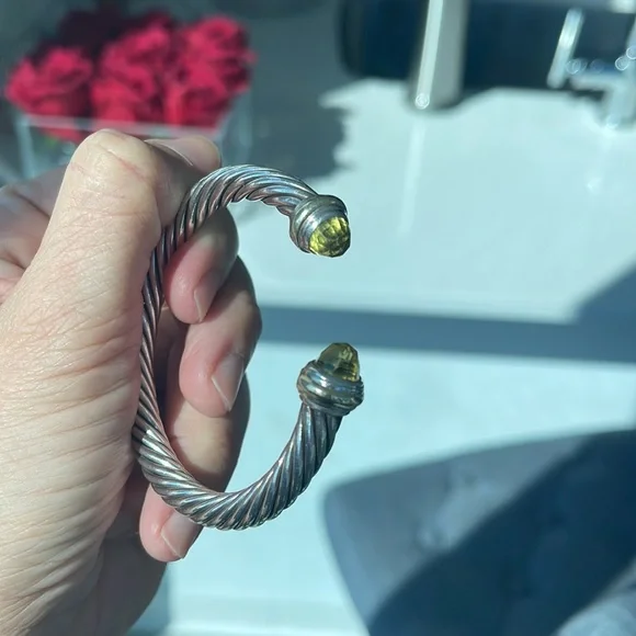 David Yurman cable classic bracelet Prasiolite & 14k yellow gold, 7mm